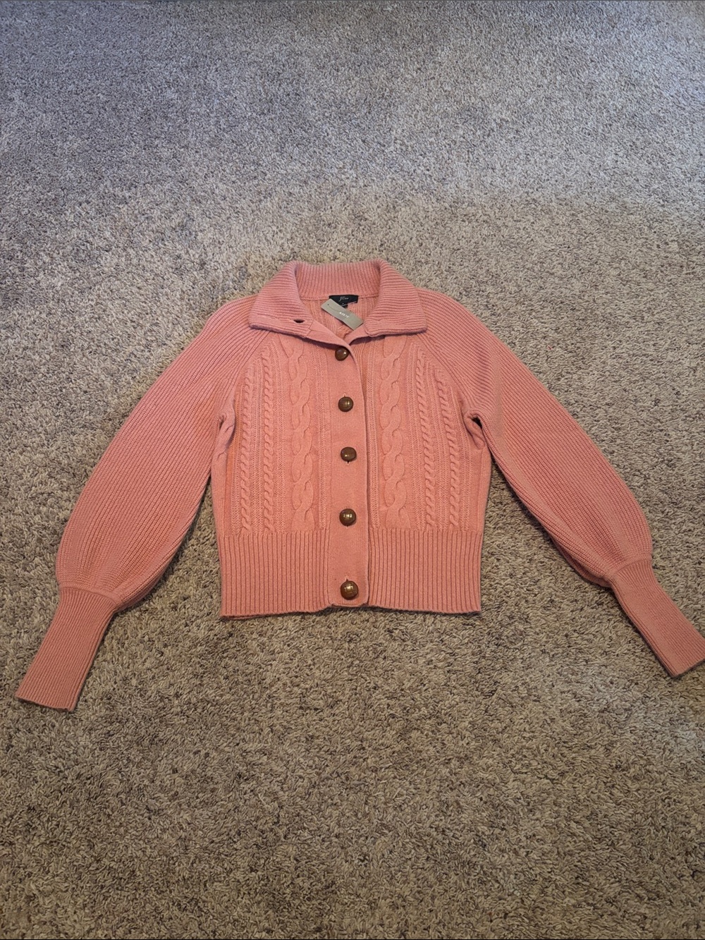 NWT J. Crew Pink Cable Knit Button-Up Women's Sweater Cardigan Wool Blend S